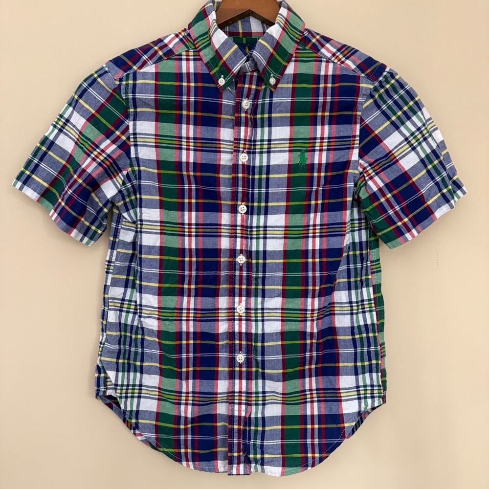 Ralph Lauren Boys Multicolor Plaid Long Sleeve Button Down Collard Shirt